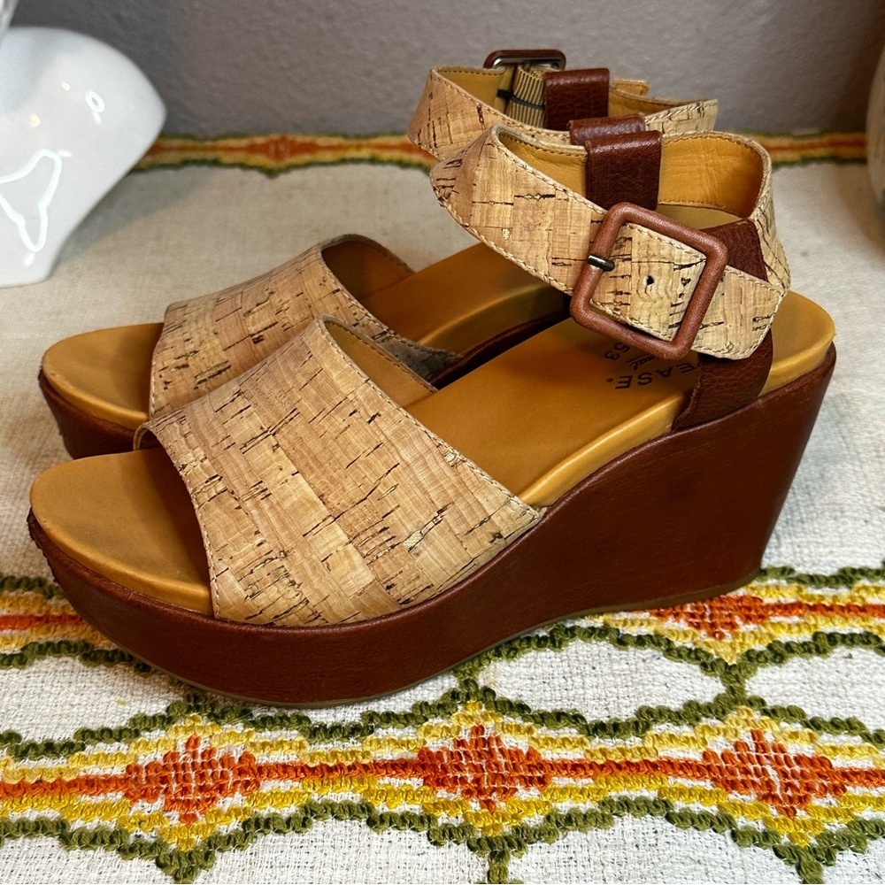 Kork-Ease Womens Keirn ankle strap cork/leather platform wedges sz 7​ - Picture 9 of 10